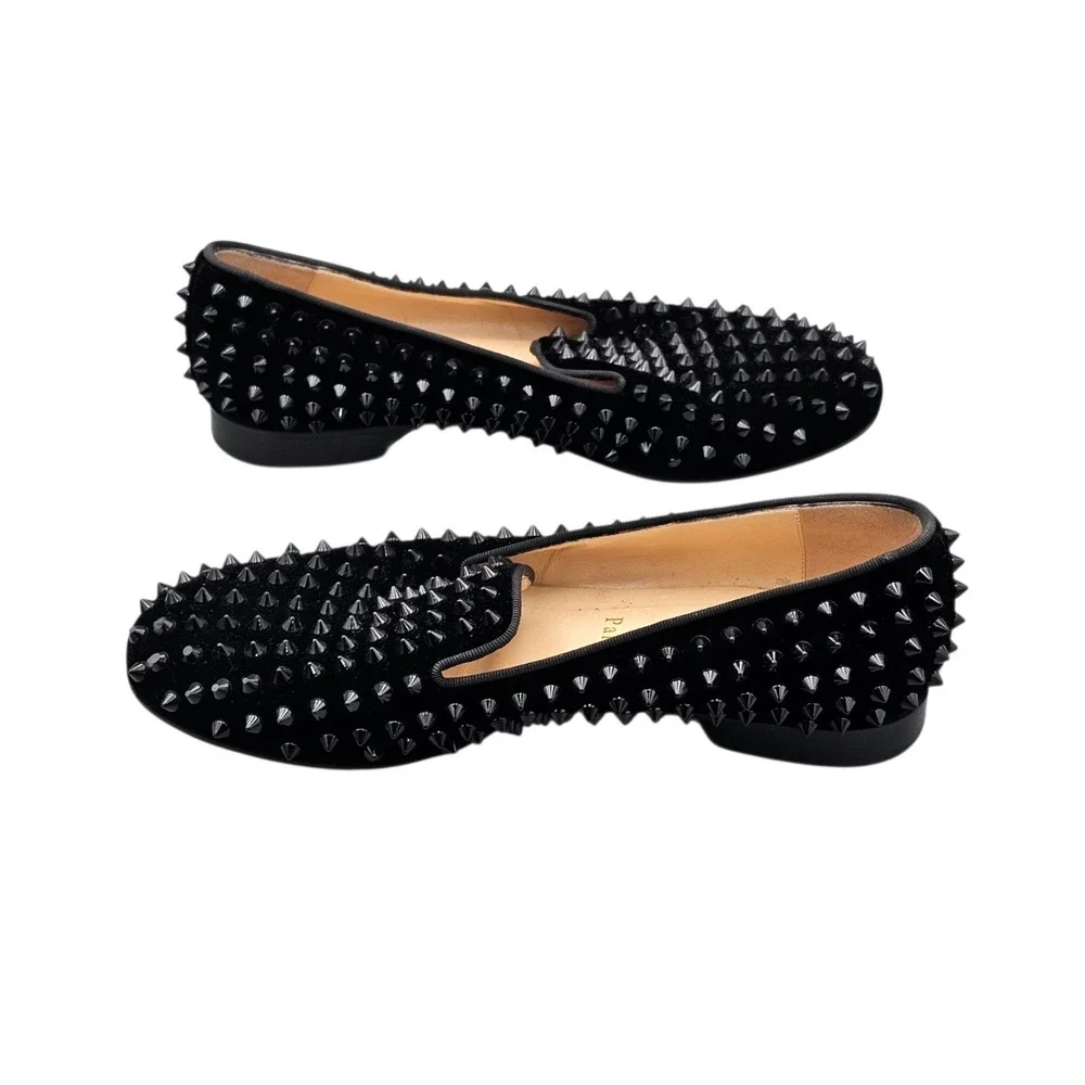 Christian Louboutin Womens Size 38/ 8 US EUC Dandelion Black Spike Loafers Flats - Picture 7 of 8